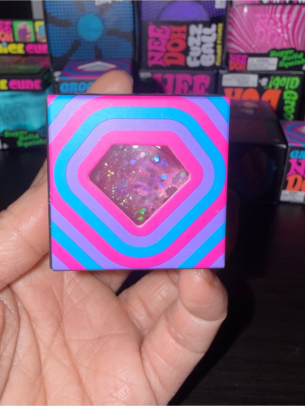 💎Authentic Needoh Groovy Jewel Super Sparkly Squish Diamond in Pink . Brand new💎